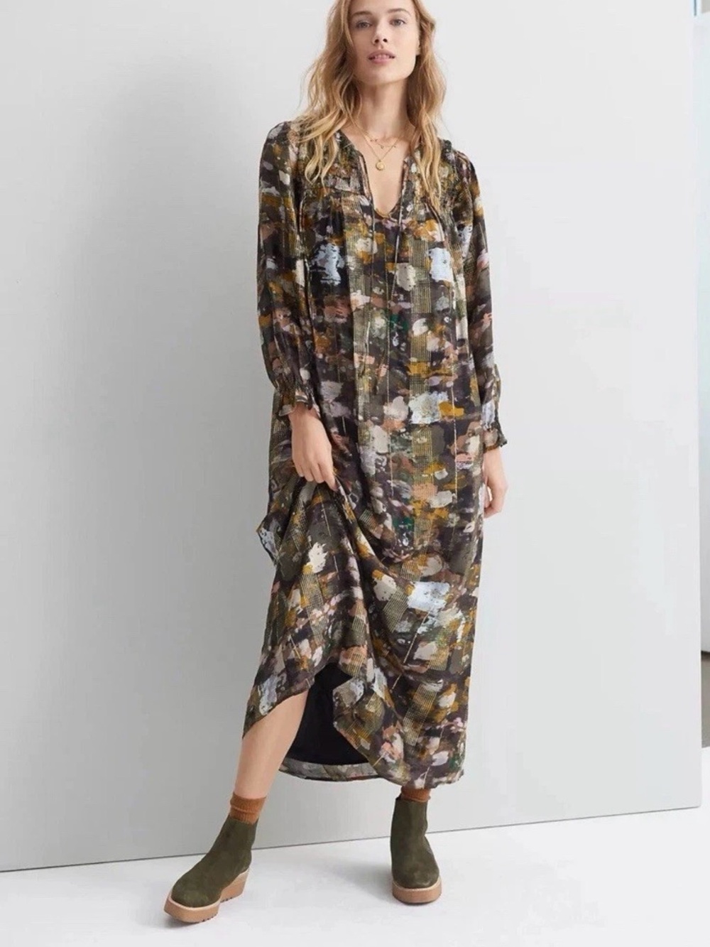 Anthropologie Blair Shimmer Maxi Dress small